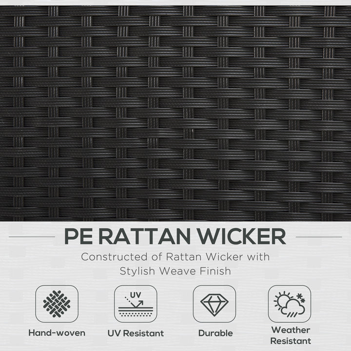 MCL 4-Seater Rattan Sofa Set Garden Rattan Furniture Wicker Steel Chair Seat Furniture Patio Rattan Garden Sofa Black