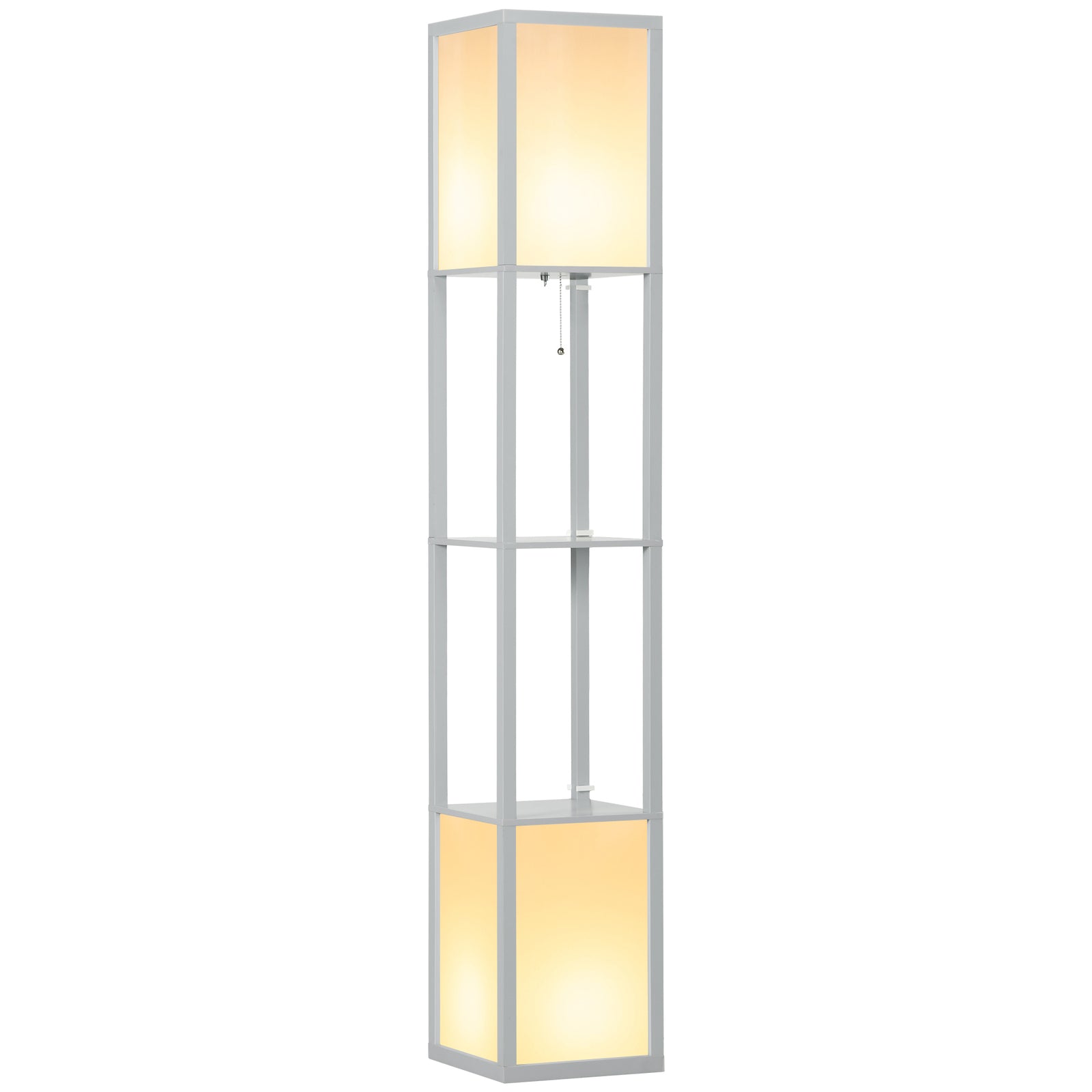 Modern Shelf Floor Lamp with Dual Ambient Light, Standing Lamp Living Room, Bedroom, 156cm, Grey