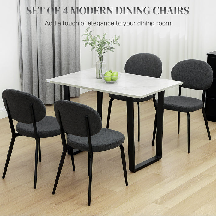 Set of Four Boucle Dining Chairs - Black