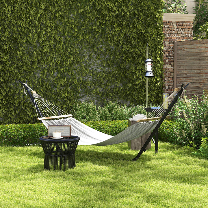 9.4ft Hammock Stand with Side Tray Stand, Steel Frame Hammock Net Stand, for String-style, Brazilian-style, Flat-style, Rope-style Hammocks, Black