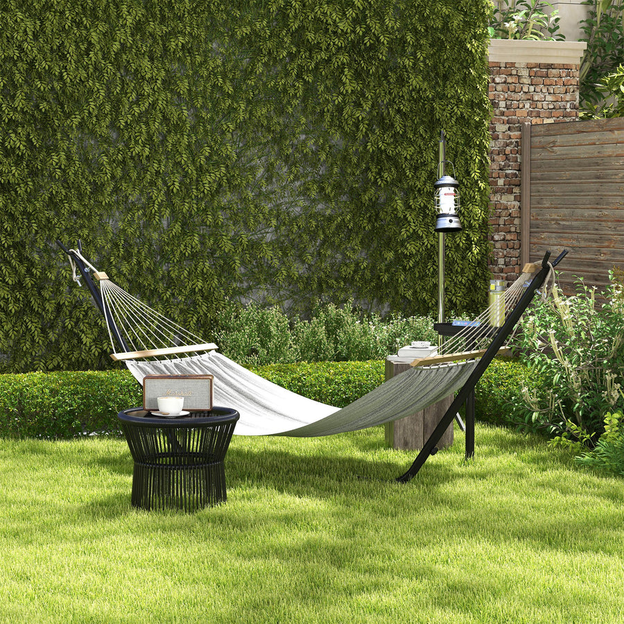 9.4ft Hammock Stand with Side Tray Stand, Steel Frame Hammock Net Stand, for String-style, Brazilian-style, Flat-style, Rope-style Hammocks, Black