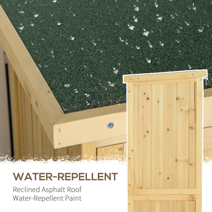 87 x 47 x 160cm Wooden Garden Shed, Sheds & Outdoor Storage with Asphalt Roof and 2 Lockable Doors, Natural
