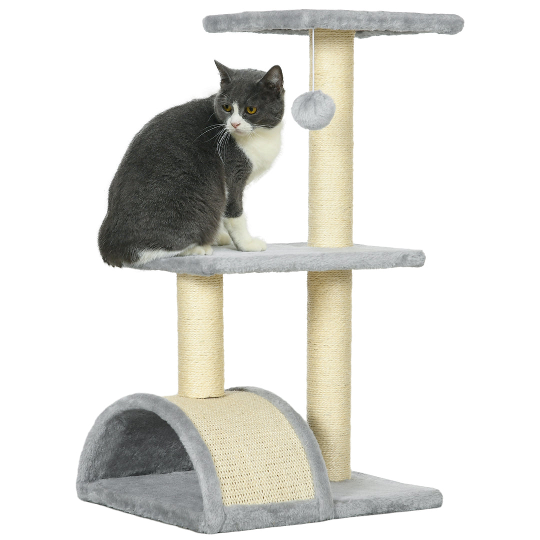 72cm Cat Tree with Scratching Post, Pad for Indoor Cats - Light Grey