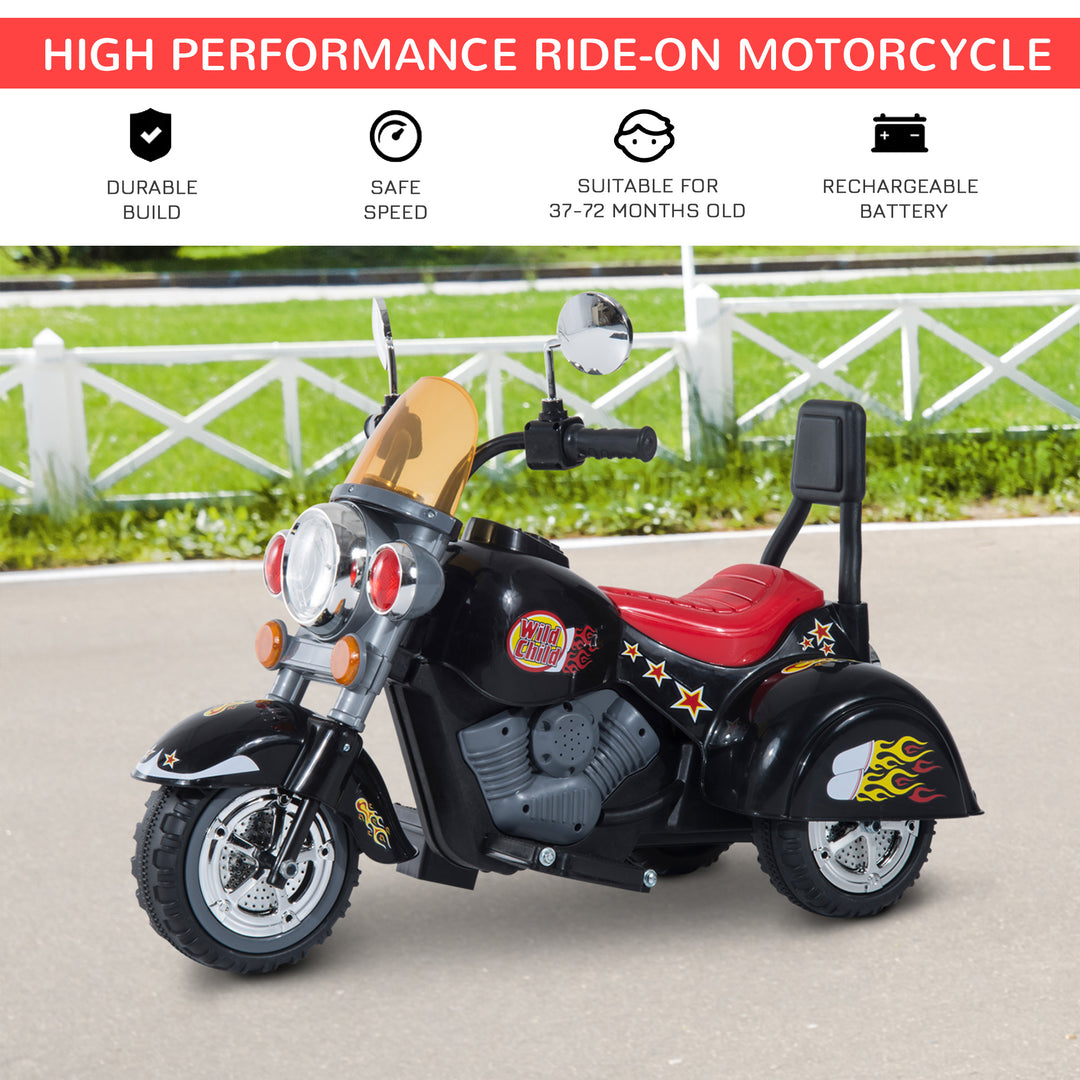 HOMCOM Electric Motorbike for Kids 6V Battery Powered Ride On Motorcycle with Lights and Sounds for 3-6 Years, Black | Aosom UK