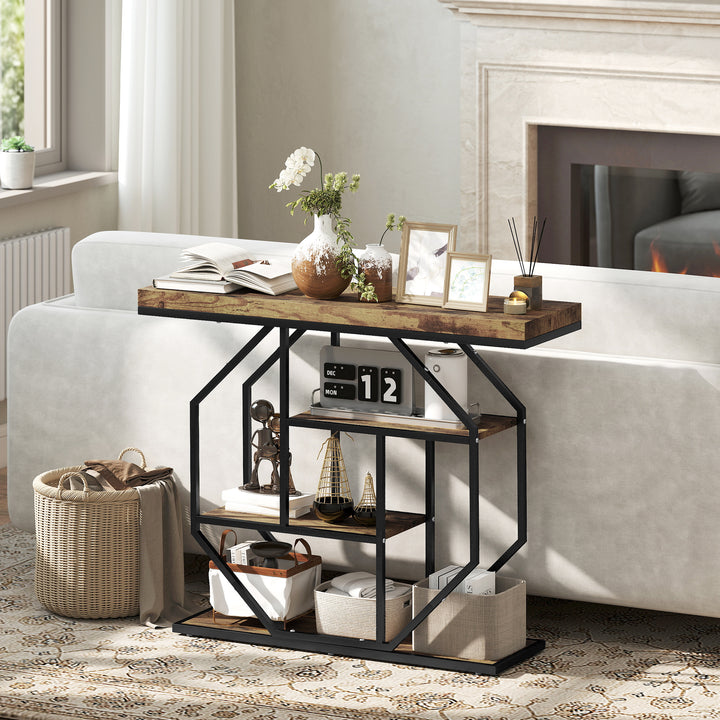4-Tier Industrial Console Table