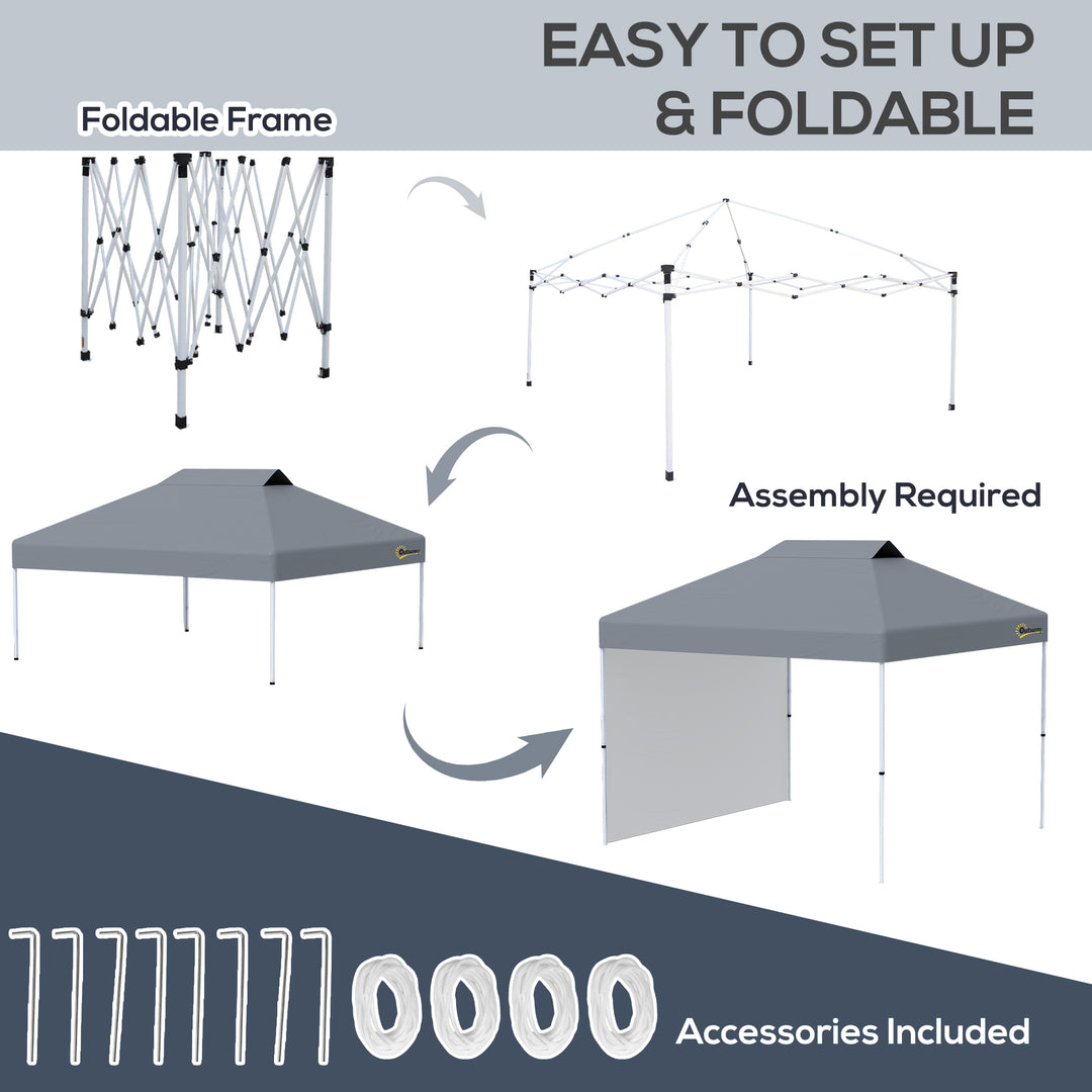 Outsunny Pop Up Gazebo Tent 3x3m with Sidewall, Roller Bag, Adjustable Height, Event Shelter, Grey