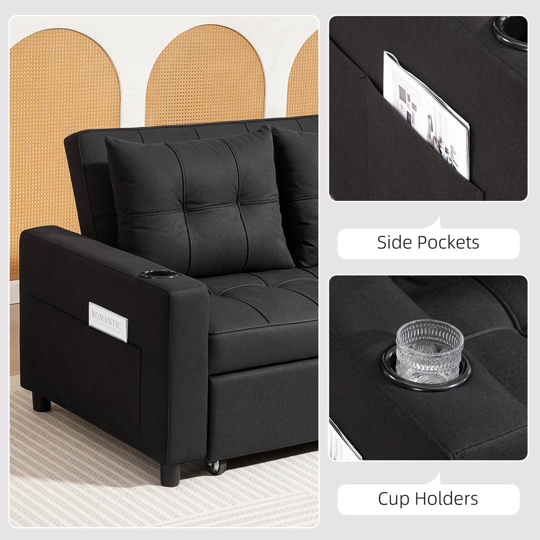 Two-Seater Pull-Out Sofa Bed - Black