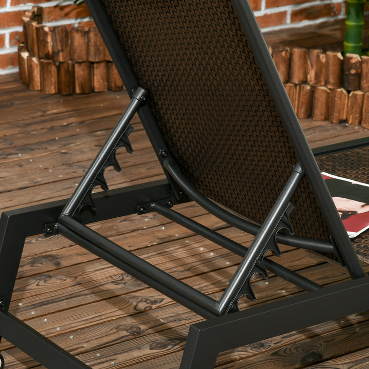 Rattan Sun Lounger, with Five-Position Back - Brown/Black