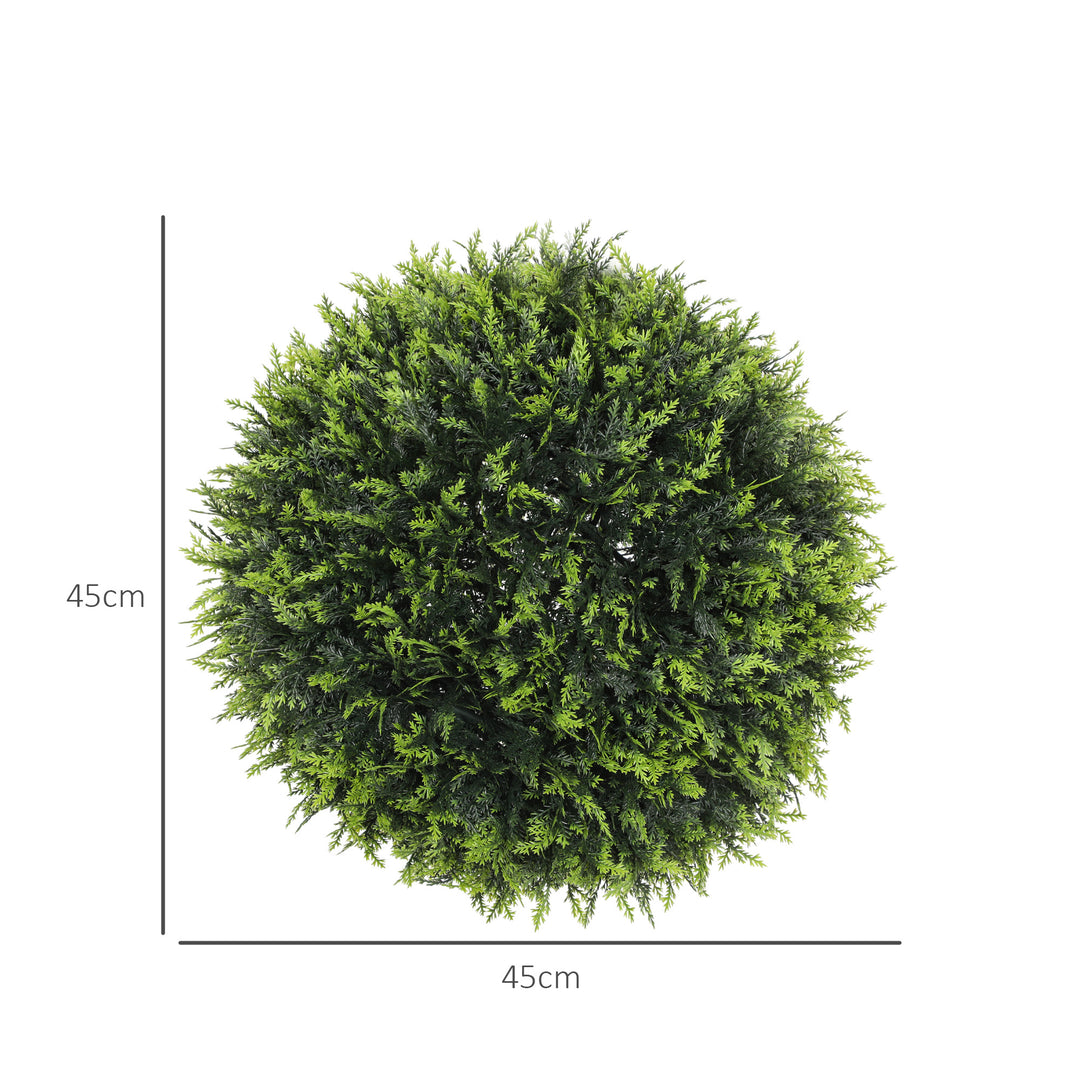 Set of 2 Artificial Plant Topiary Balls, UV-protected Fake Decorative Plants, Faux Plants for Home Indoor Outdoor Decor, 45cm, Green