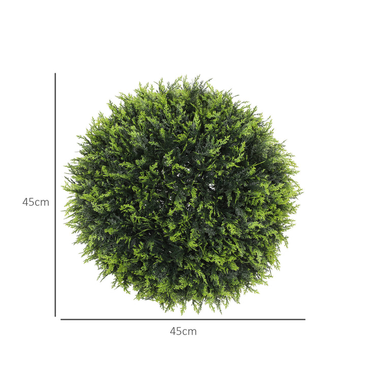 Set of 2 Artificial Plant Topiary Balls, UV-protected Fake Decorative Plants, Faux Plants for Home Indoor Outdoor Decor, 45cm, Green
