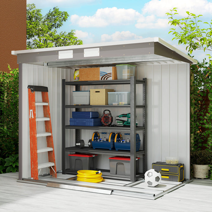 7 x 4ft Galvanised Steel Garden Shed, with Foundation Kit - Grey