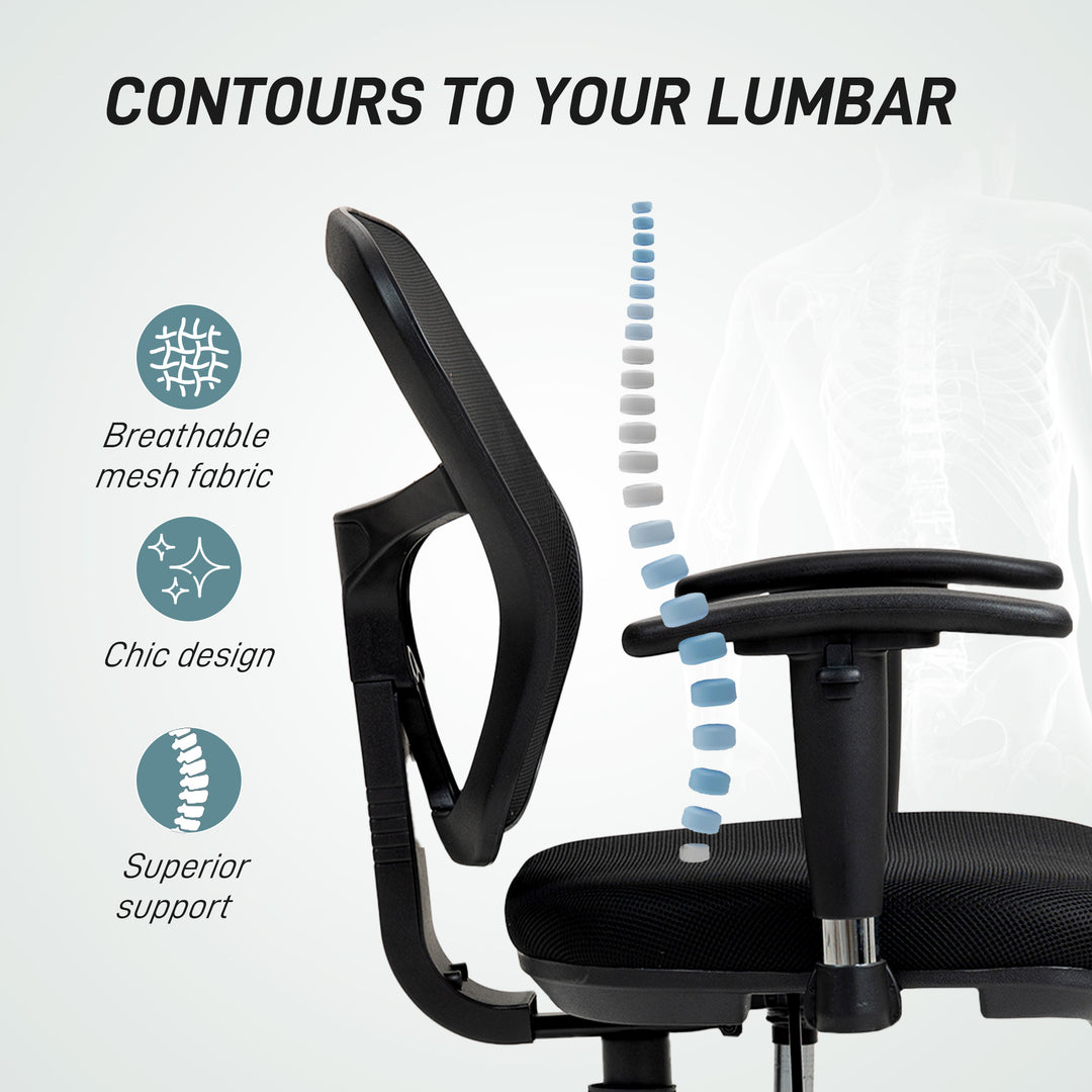 Drafting Chair with Adjustable Armrests, Ergonomic Mesh Office Chair with Lumbar Support, Adjustable Height and Footrest for Standing Desk, Black