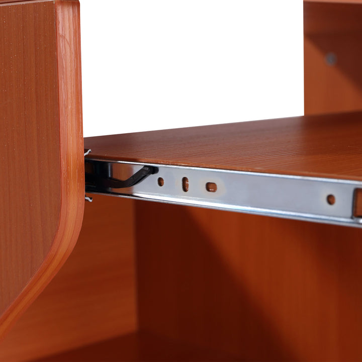 Multi-Storage Compact Work Desk, with Wheels - Cherry Wood Colour