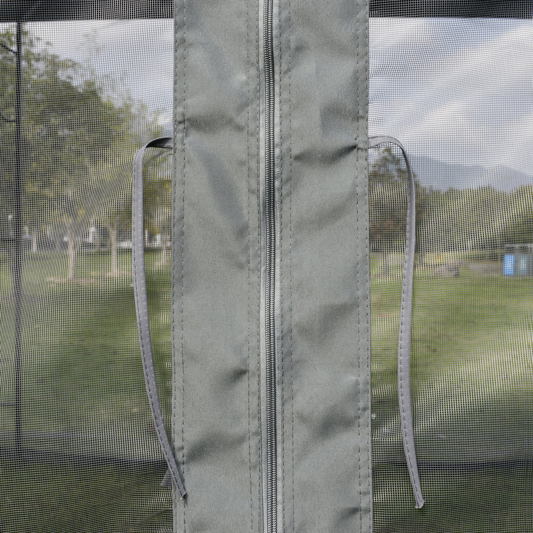 3(M)x3(M) Garden Gazebo Double Top Outdoor Canopy Patio Event Party Wedding Tent Backyard Sun Shade with Netting - Grey