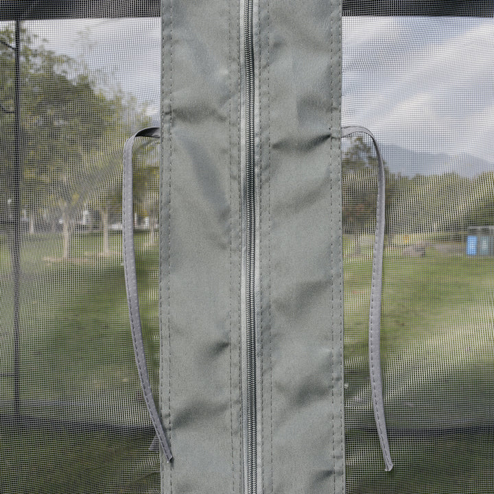 3(M)x3(M) Garden Gazebo Double Top Outdoor Canopy Patio Event Party Wedding Tent Backyard Sun Shade with Netting - Grey