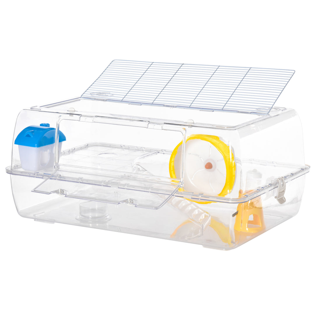 Hamster Cage, 2 Tier Gerbil Cage with Running Wheel, Water Bottle, Dish
