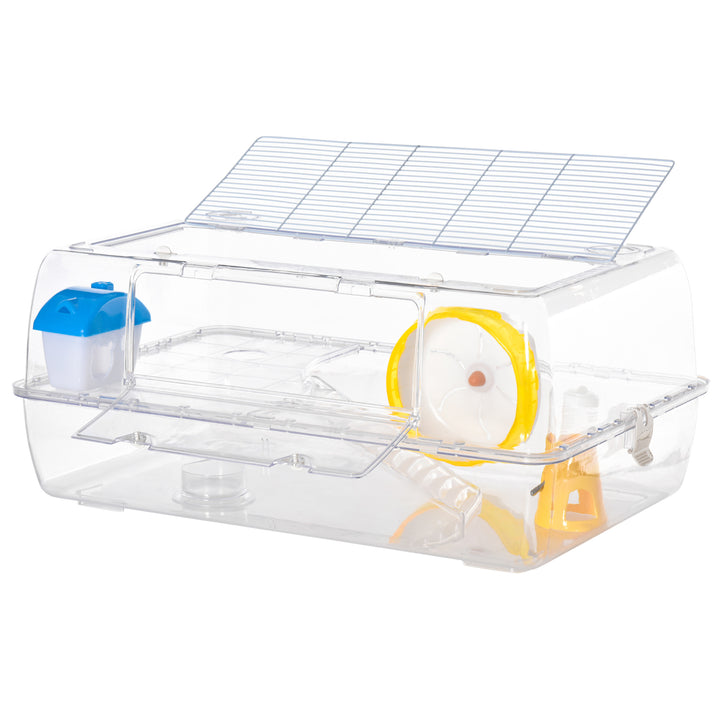 Hamster Cage, 2 Tier Gerbil Cage with Running Wheel, Water Bottle, Dish