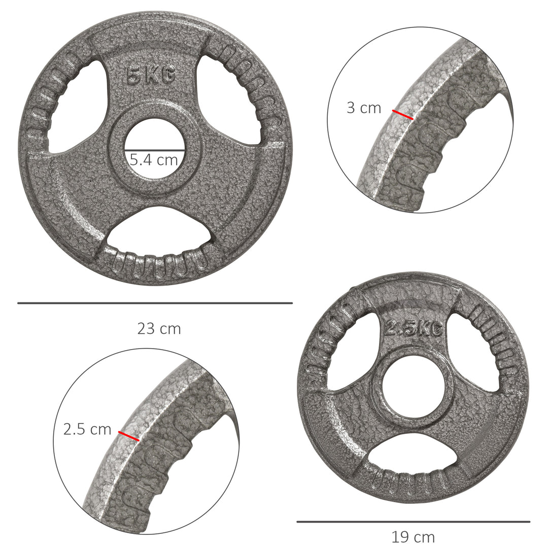 Set of 4 Weight Plate for 2 inch/5cm hole Dumbbell Handle Bar 15kg Dumbbell Plates Barbell Weight 2 x 5kg, 2 x 2.5kg