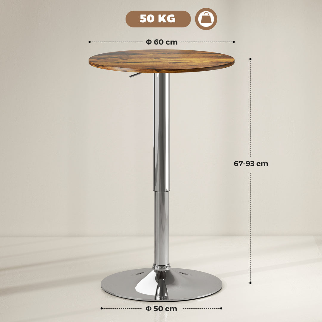 MCL Round Bar Table, 360 Degree Swivel Counter Pub Table with Adjustable Height, for Kitchen, Cafe, Rustic Brown