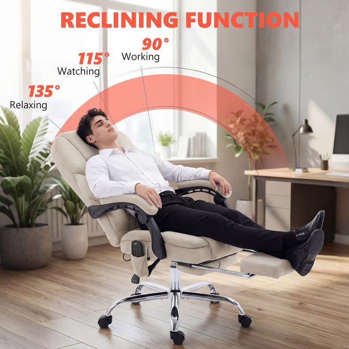 Office Chair with 6-point Vibration Massage and Heat, Fabric Desk Chai