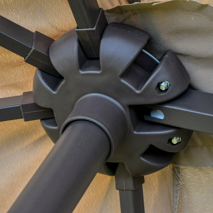 MCL 4.6M Sun Umbrella Canopy Double-sided Crank Sun Shade w/ Cross Base Khaki