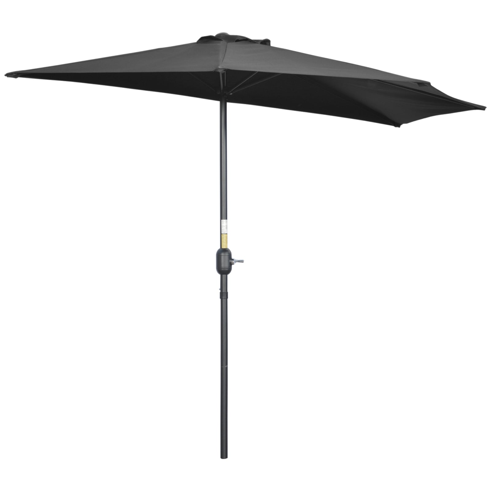 2.7m Garden Half Parasol, Outdoor Balcony Umbrella with 5 Steel Ribs, Patio Sun Shade, Black