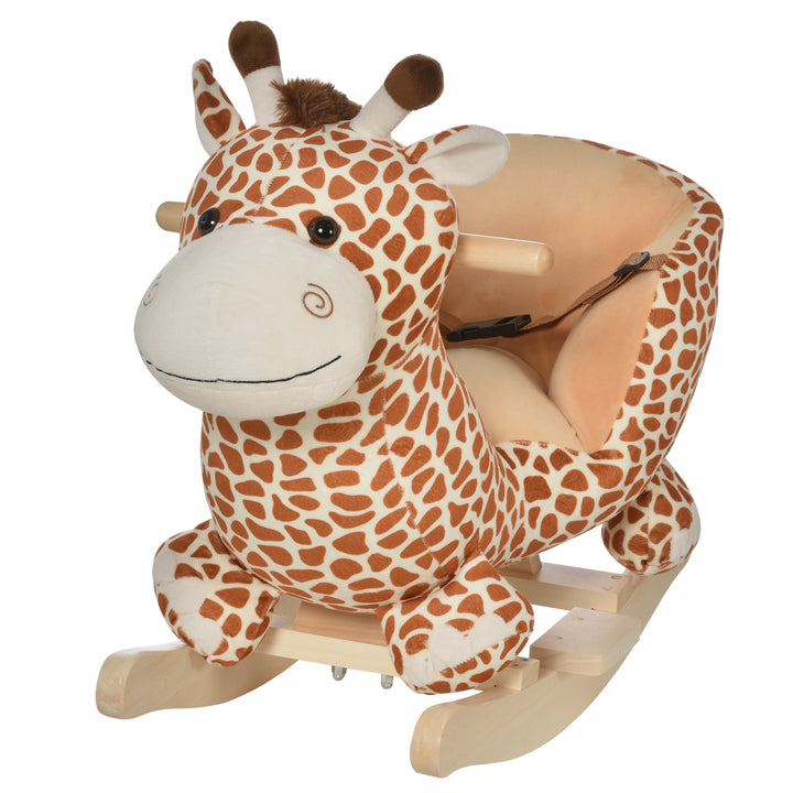 HOMCOM Ride on Unicorn Flush Rocking Horse Ride on Toys, Giraffe Shape, Fit for 3-6 Kids, Playing Nursery Rhymes | Aosom UK