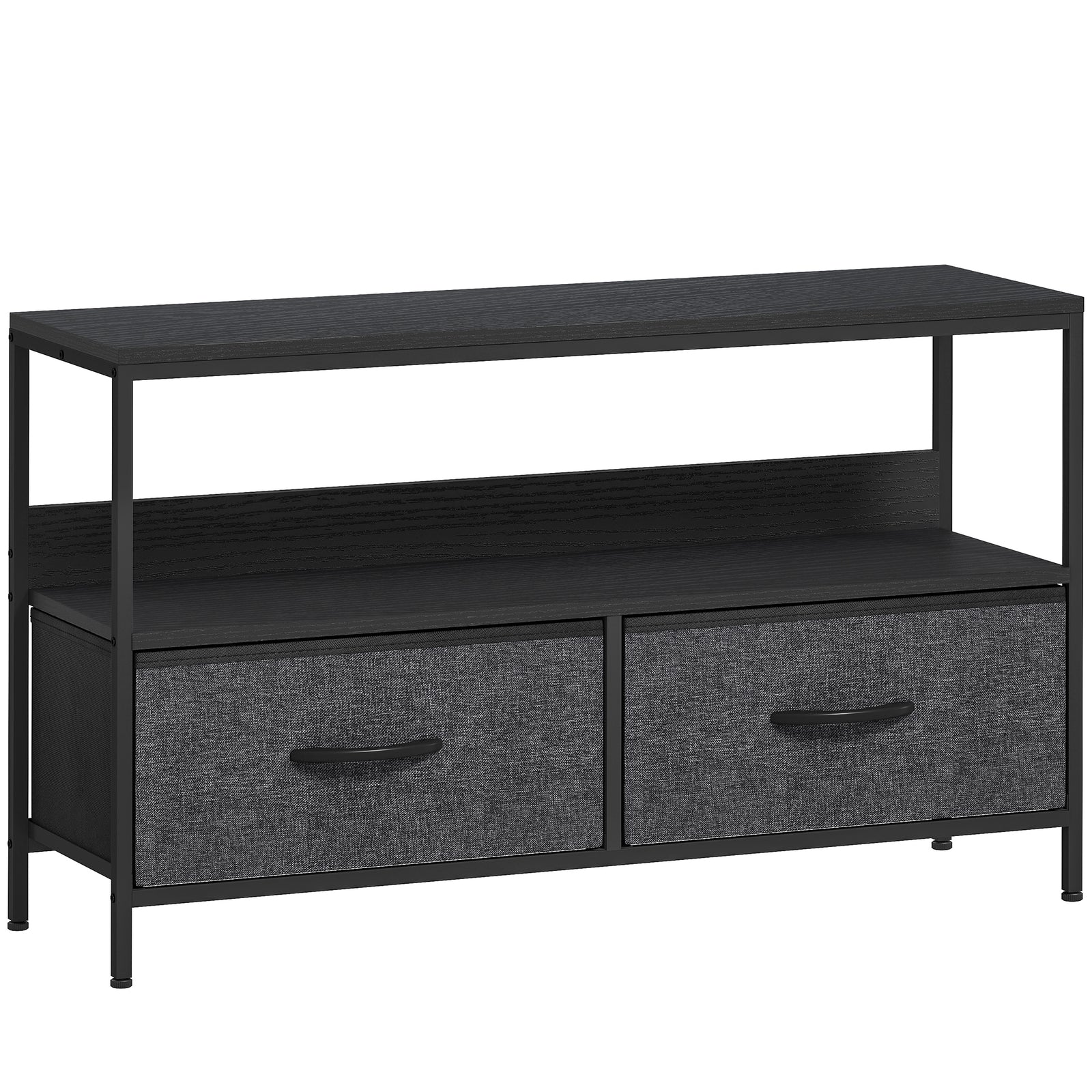 TV Stand Cabinet with 2 Foldable Drawers - Black