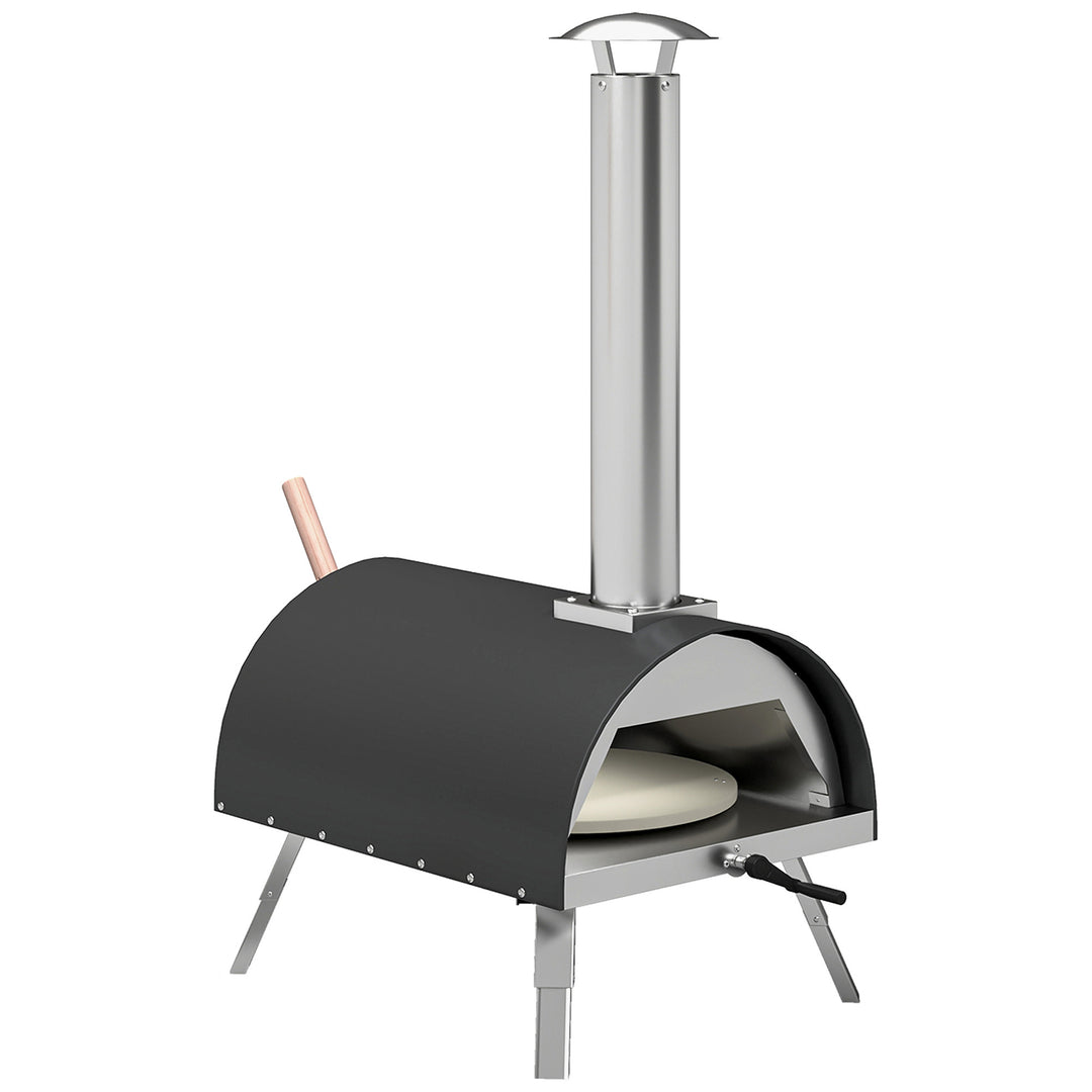Outdoor Pizza Oven Foldable Legs Pellet Wood Fired Pizza Maker w/ 12" 