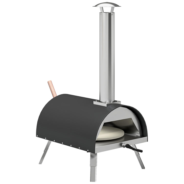 Outdoor Pizza Oven Foldable Legs Pellet Wood Fired Pizza Maker w/ 12" 