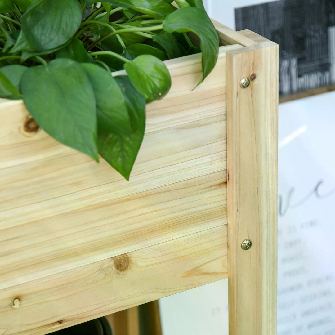 Wooden Raised Plant Stand Outdoor Flower Bed Box with Clapboard 100 x 40 x 84cm