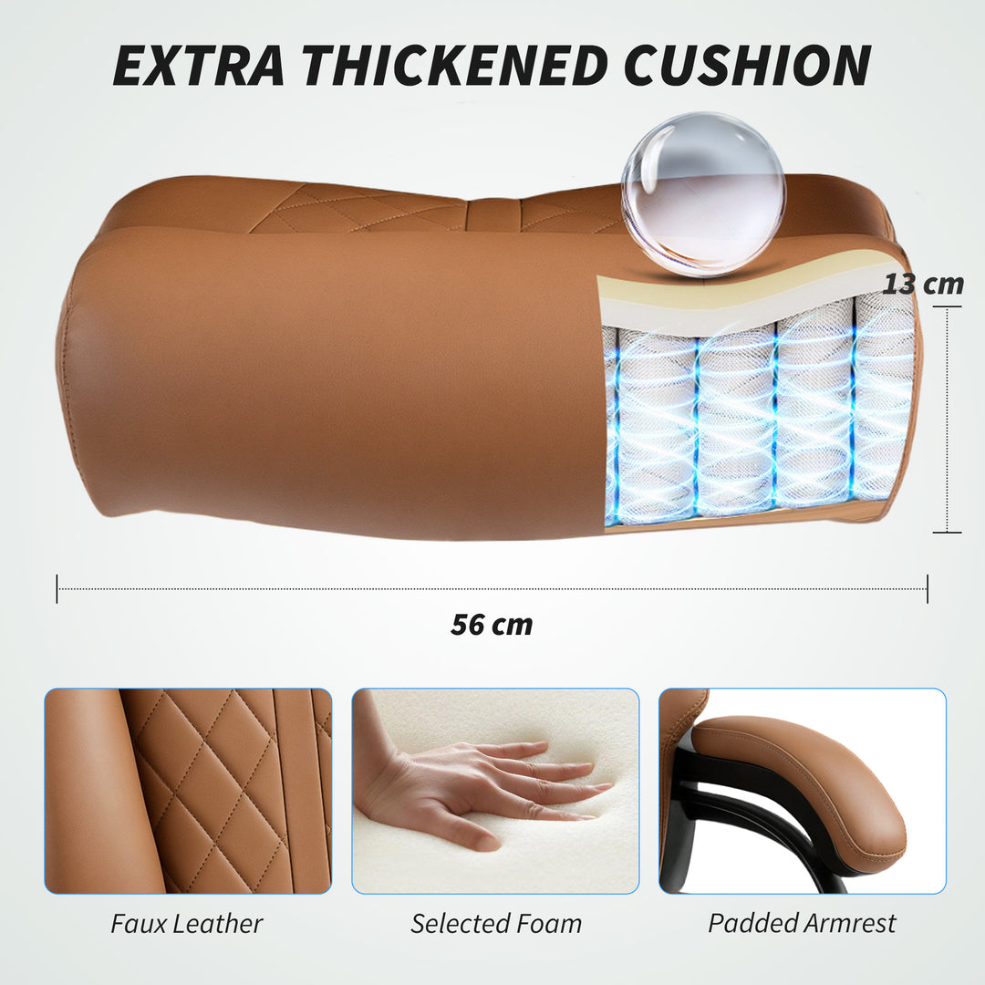 Spring Padded Faux Leather Office Chair - Light Brown