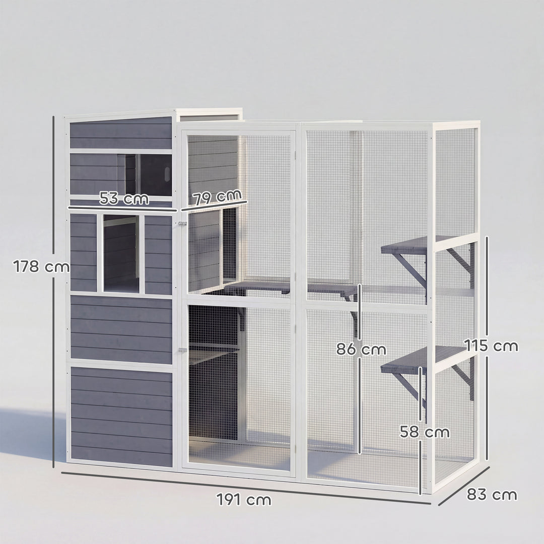 4-Tier Wooden Catio Cat Outdoor Enclosure with Sun Roof, Resting Rooms, 3 Platforms, Window Outdoor Indoor