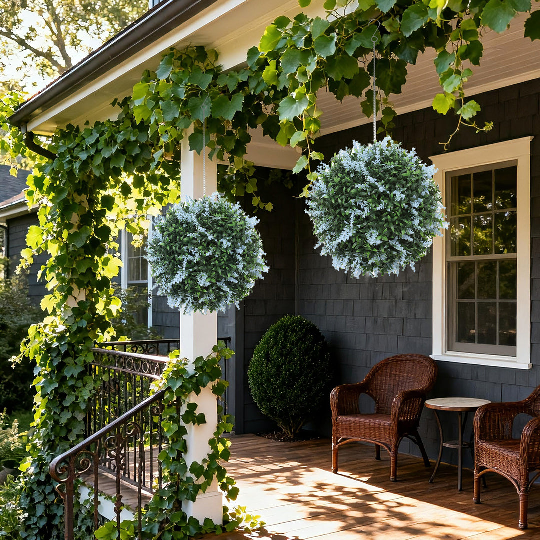 Set of 2 Artificial Plant Topiary Balls, UV-protected Fake Decorative 