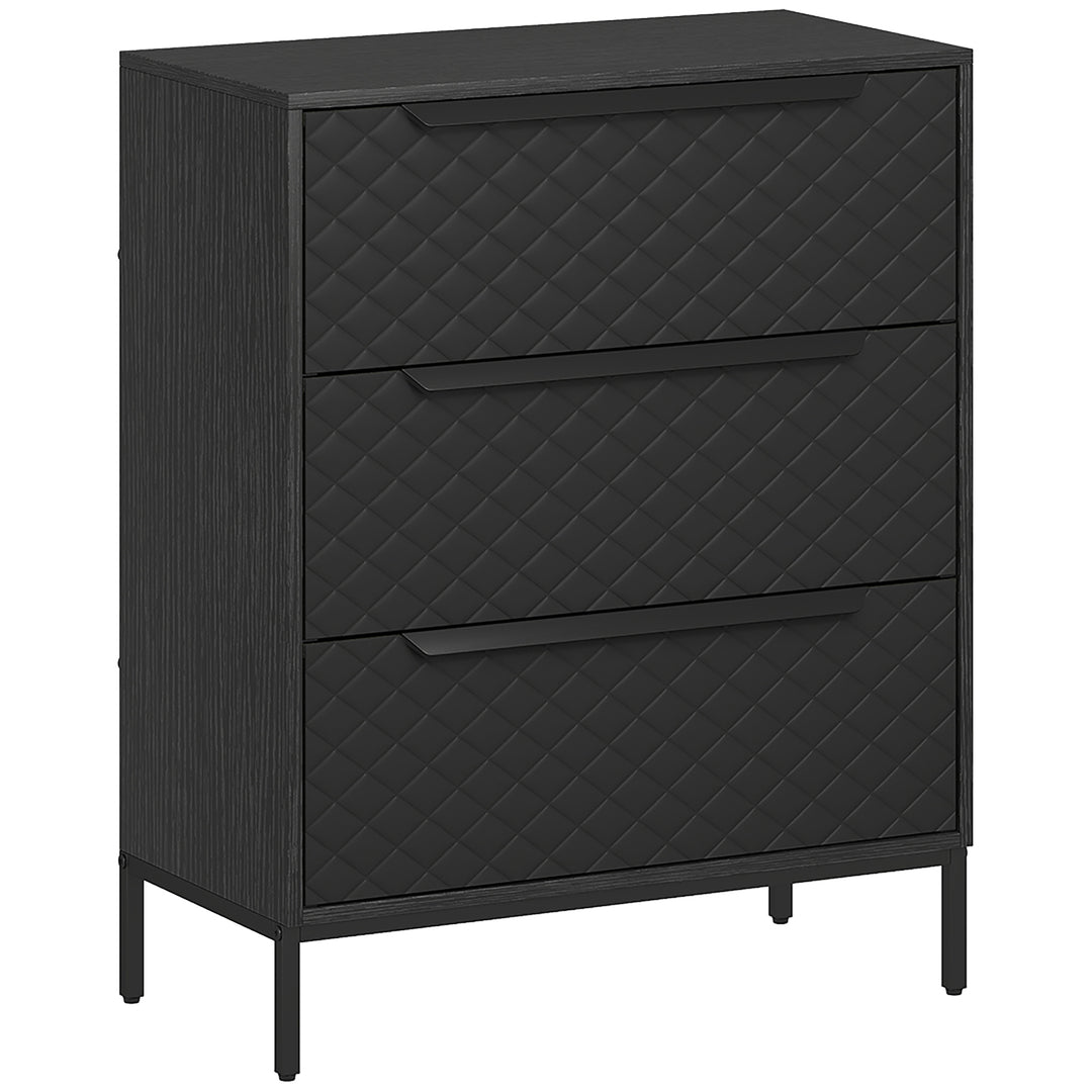 Chest of Drawers, Dresser with 3 Fabric Drawers and Aluminium Handles 