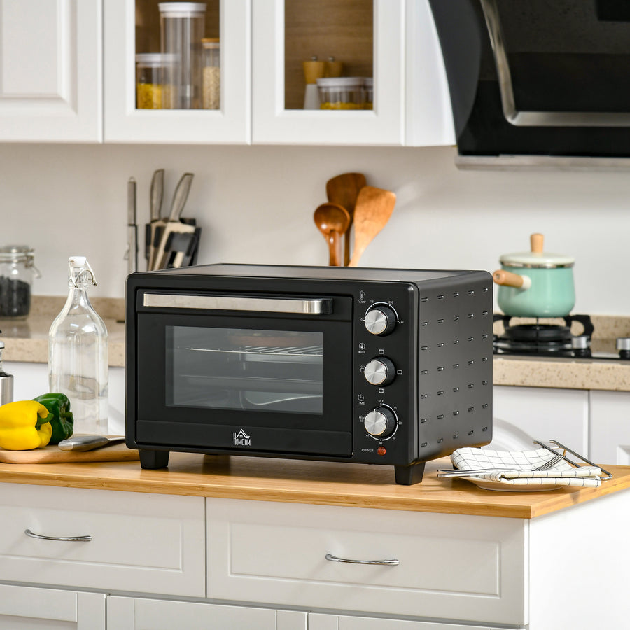 21L Mini Countertop Oven, 100°C-230°C Adjustable Temp - Black