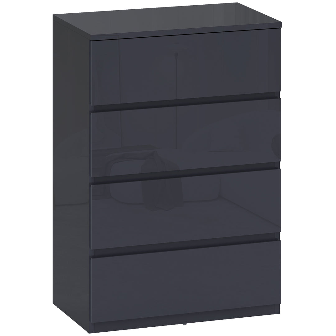 High Gloss Chest of Drawers, 4-Drawer Storage Cabinets, Modern Dresser
