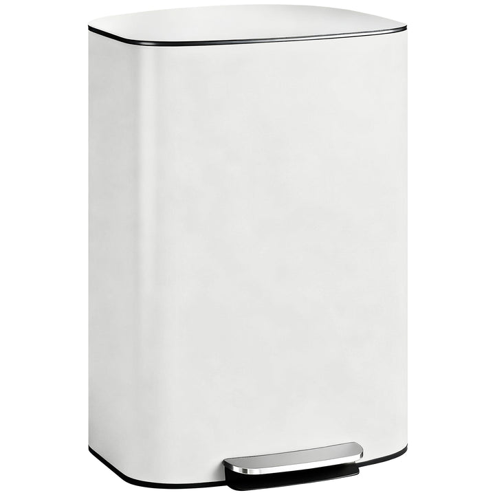 MCL 50L Kitchen Bin with Soft-Close Lid and Stay-Open Function, Stainless Steel Pedal Bin with Removable Inner Bucket, Carry Handle for Kitchen, Office, Home