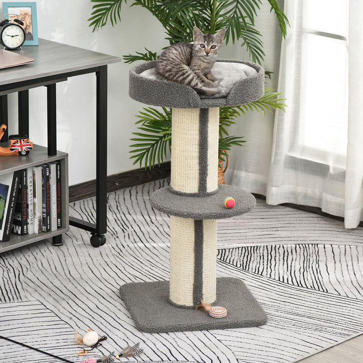 91cm Cat Tower Scratching Posts Cat Tree for Indoor Cats Kitten Activity Centre Grey