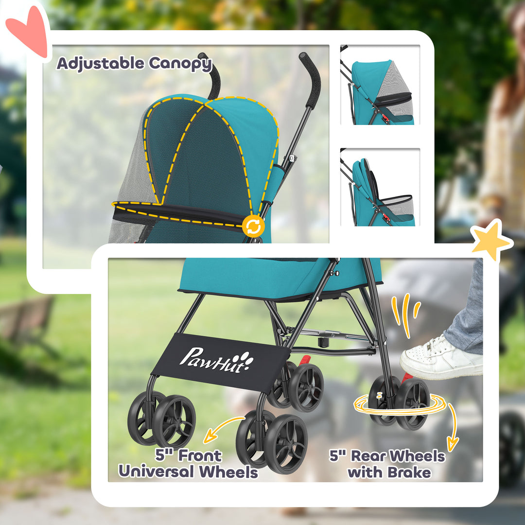 Dog Stroller, Foldable Cat Dog Pram for Miniature Breeds, Pet Stroller