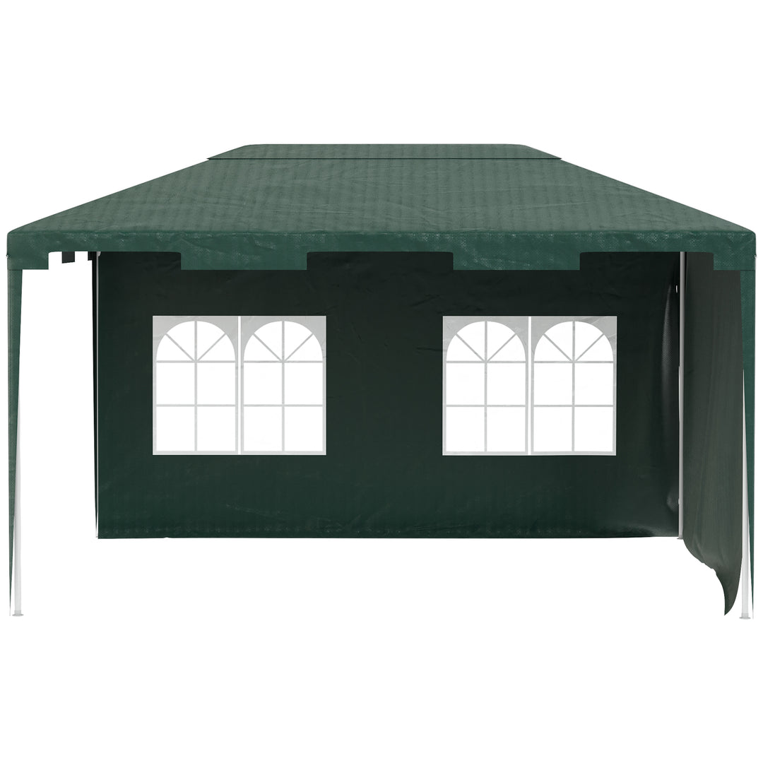 Outsunny 3 x 4 m Garden Gazebo Marquee Party Tent with 2 Sidewalls for Patio Yard Outdoor