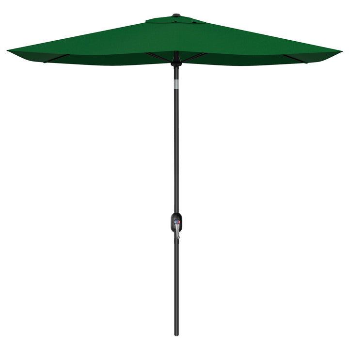 Outsunny Rectangular Patio Umbrella: 2x3m Crank & Tilt Canopy, 6 Ribs, Green | Aosom UK