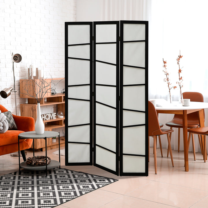 HOMCOM 3 Panel Room Divider, Wooden Folding Privacy Screen, Freestanding Wall Partition Separator for Bedroom, White | Aosom UK