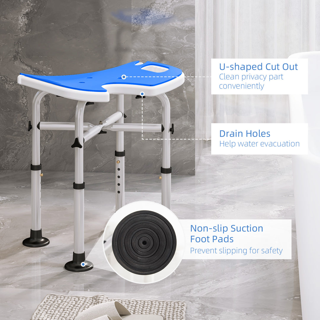 39-51.5cm 'U' Seat Padded Shower Stool - Dark Blue