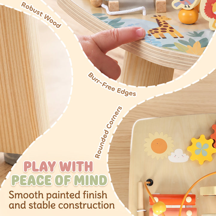 Wooden Baby Activity Table, 6 In 1 Montessori Learning Table with - view 6