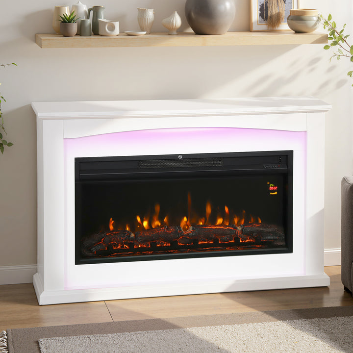 MCL 2000W 5118 BTU Faux Flame Fireplace - White