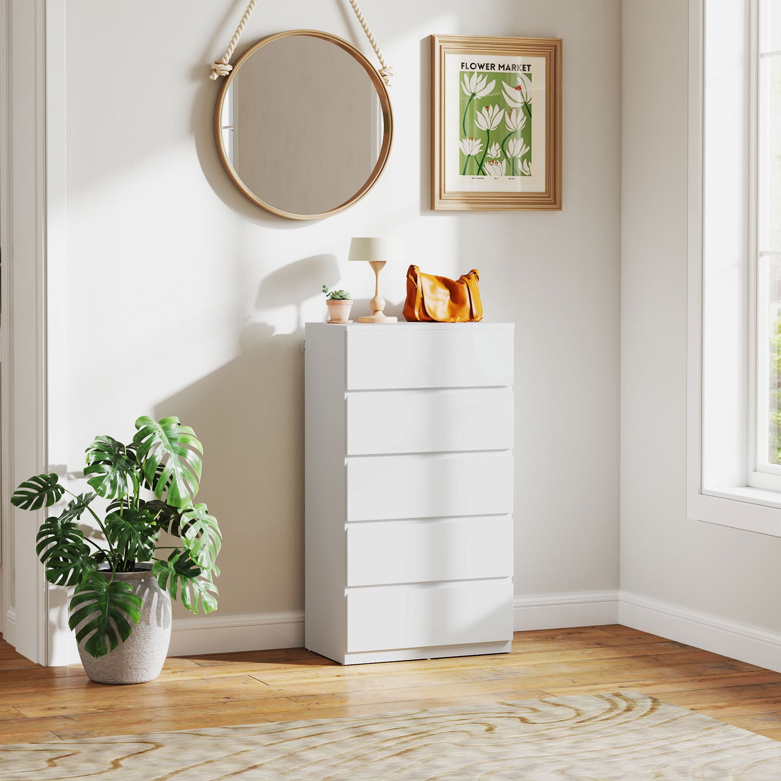 Chest of Drawers, 5-Drawer Storage Cabinets, Modern Dresser, Storage D