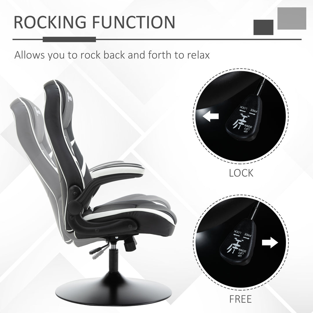 Gaming Chair Ergonomic Computer Chair with Adjustable Height Pedestal Base, Home Office Desk Chair PVC Leather Exclusive Swivel Chair Black