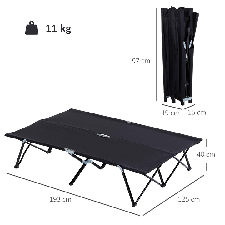 MCL Double Camping Cot Bed, with Bag - Black