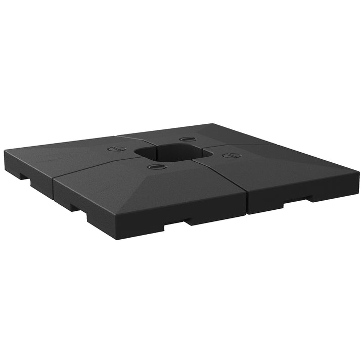 MCL 4 Pieces Fillable Parasol Base, Heavy Duty Umbrella Weights for Cross Stand, Square Holder for Cantilever Parasol, Total 120KG Sand/ 80L Water Filled (Metal Pole & Cross Stand NOT INCLUDED)